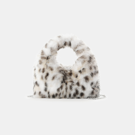 Sac à main femme luxueux et décontracté à imprimé léopard en fourrure (1 pièce)