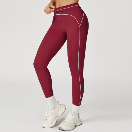 Pantalon de sport taille haute, coupe slim, liseré contrasté (1 pièce) 2