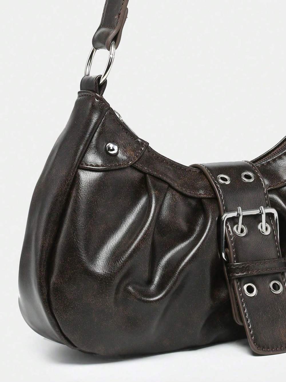 Sacs À Bandoulière Femme Simple Series Casual Color Solide Rivet Pu h5Image4
