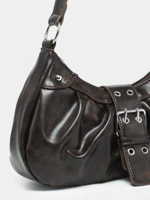 Sacs À Bandoulière Femme Simple Series Casual Color Solide Rivet Pu h5 Image4