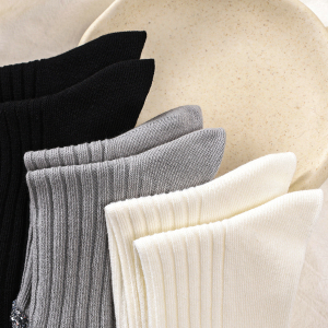 Chaussettes Mi-Mollet En Pur Coton Tricotées En Fil D'Argent En Forme De Cœur Pour Femmes h5 Image5