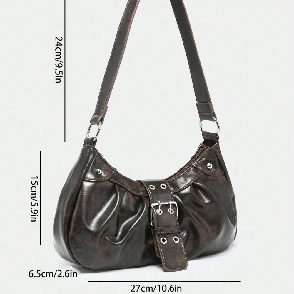 Sacs À Bandoulière Femme Simple Series Casual Color Solide Rivet Pu h5Image3