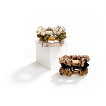 Chouchous pour cheveux en tissu à carreaux simples de la collection romantique