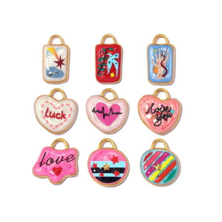 Pendentifs romantiques à faire soi-même en acier inoxydable, couleur or, avec lettres, cœurs, animaux et étoiles.