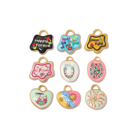 Pendentifs pour femmes, collection romantique, à faire soi-même, en acier inoxydable, couleur or, forme irrégulière, style dessin animé, avec lettres.