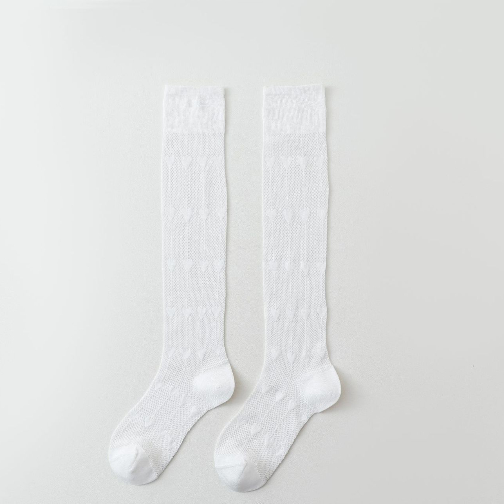 Chaussettes Mi-Mollet Élégantes À Motif Cœur Et Rebondissant 