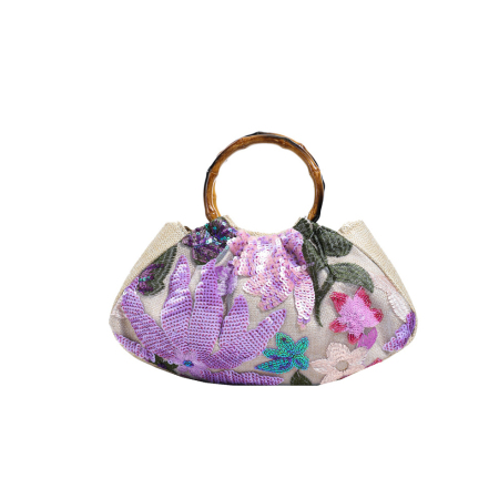Sacs à main pour femmes en PVC ornés de perles florales élégantes et luxueuses (motifs floraux aléatoires)