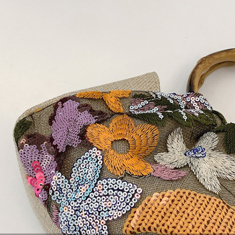 Sacs À Main Pour Femmes En Pvc Ornés De Perles Florales Élégantes Et Luxueuses (Motifs Floraux Aléatoires) Image5