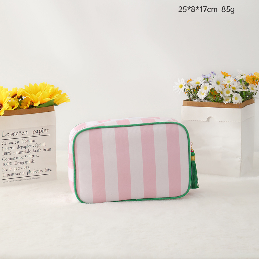 Trousse À Maquillage Rayée Simple Et Décontractée Pour Femme (1 Pièce) 
