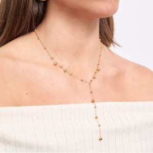 Collier À Maillons Pour Femme, Collection Simple Series, En Acier Inoxydable, Couleur Or, Étanche, À Porter Au Quotidien (1 Pièce) h5 Image3