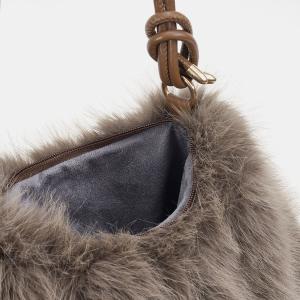 Sac À Bandoulière En Fourrure Pour Femme, 1 Pièce, Couleur Unie, Avec Nœud h5 Image5