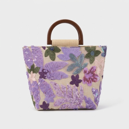 Sac à main léger et luxueux pour femme, orné de perles et de broderies florales.