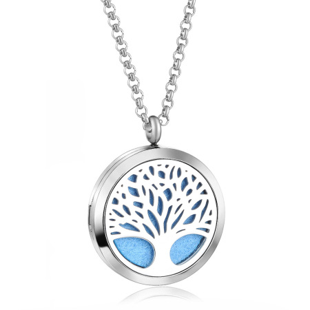 Pendentifs diffuseurs d'huiles essentielles d'aromathérapie en acier titane, forme ronde simple et romantique (chaîne non incluse).