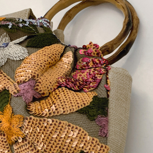 Sacs À Main Pour Femmes En Pvc Ornés De Perles Florales Élégantes Et Luxueuses (Motifs Floraux Aléatoires) Image3