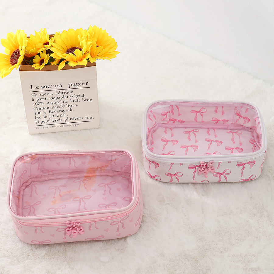 Trousse À Maquillage Pour Femme Avec Nœud Papillon Simple Et Élégant (1 Pièce) Image2