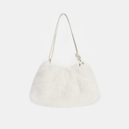 Sac À Bandoulière En Fourrure Pour Femme, 1 Pièce, Couleur Unie, Avec Nœud