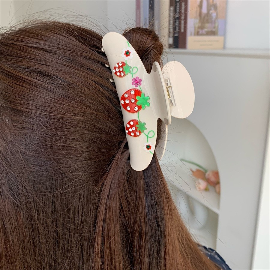Pinces À Cheveux Pour Femmes En Acétate De Cerise Et Fraise, Collection Romantique Image2
