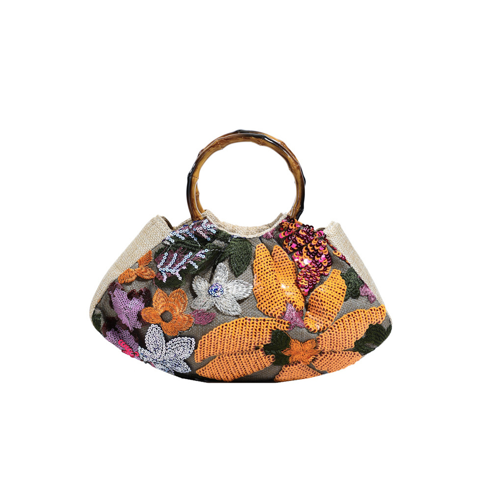Sacs À Main Pour Femmes En Pvc Ornés De Perles Florales Élégantes Et Luxueuses (Motifs Floraux Aléatoires) Image2