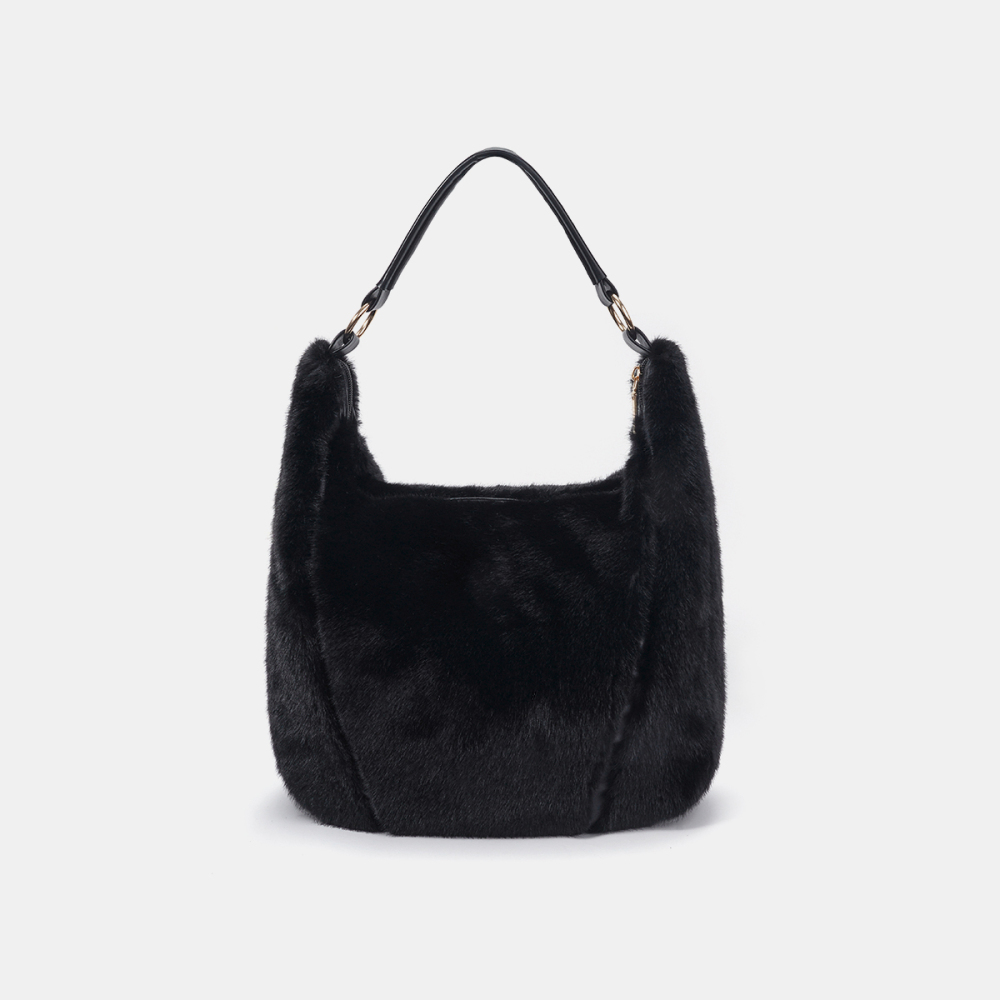 1 Sac À Bandoulière Simple En Fourrure De Couleur Unie Pour Femme Image2