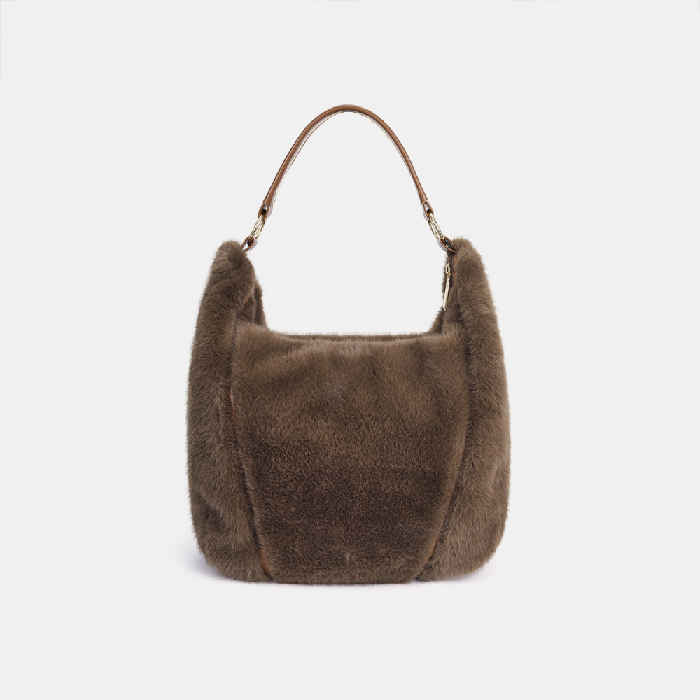 1 Sac À Bandoulière Simple En Fourrure De Couleur Unie Pour Femme Image3