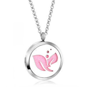 Pendentifs Diffuseurs D'Huiles Essentielles D'Aromathérapie En Acier Titane, Forme Ronde Simple Et Romantique (Chaîne Non Incluse). h5 