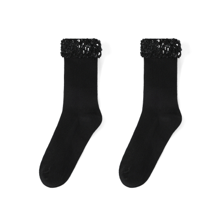 1 paire de chaussettes mi-mollet légères et luxueuses en tricot à paillettes pour femme 2