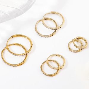 Boucles D'Oreilles Créoles Pour Femmes En Acier Inoxydable, Coloris Uni, Collection Simple Series Daily h5 Image5