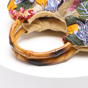 Sac À Main Pour Femme De La Série Luxueuse, Orné De Perles Florales Élégantes Et Doté D'Une Anse En Bambou (Motifs Floraux Aléatoires). h5 Image4