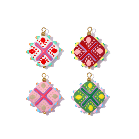 Pendentifs femme à glaçure colorée, forme géométrique, à faire soi-même, collection romantique
