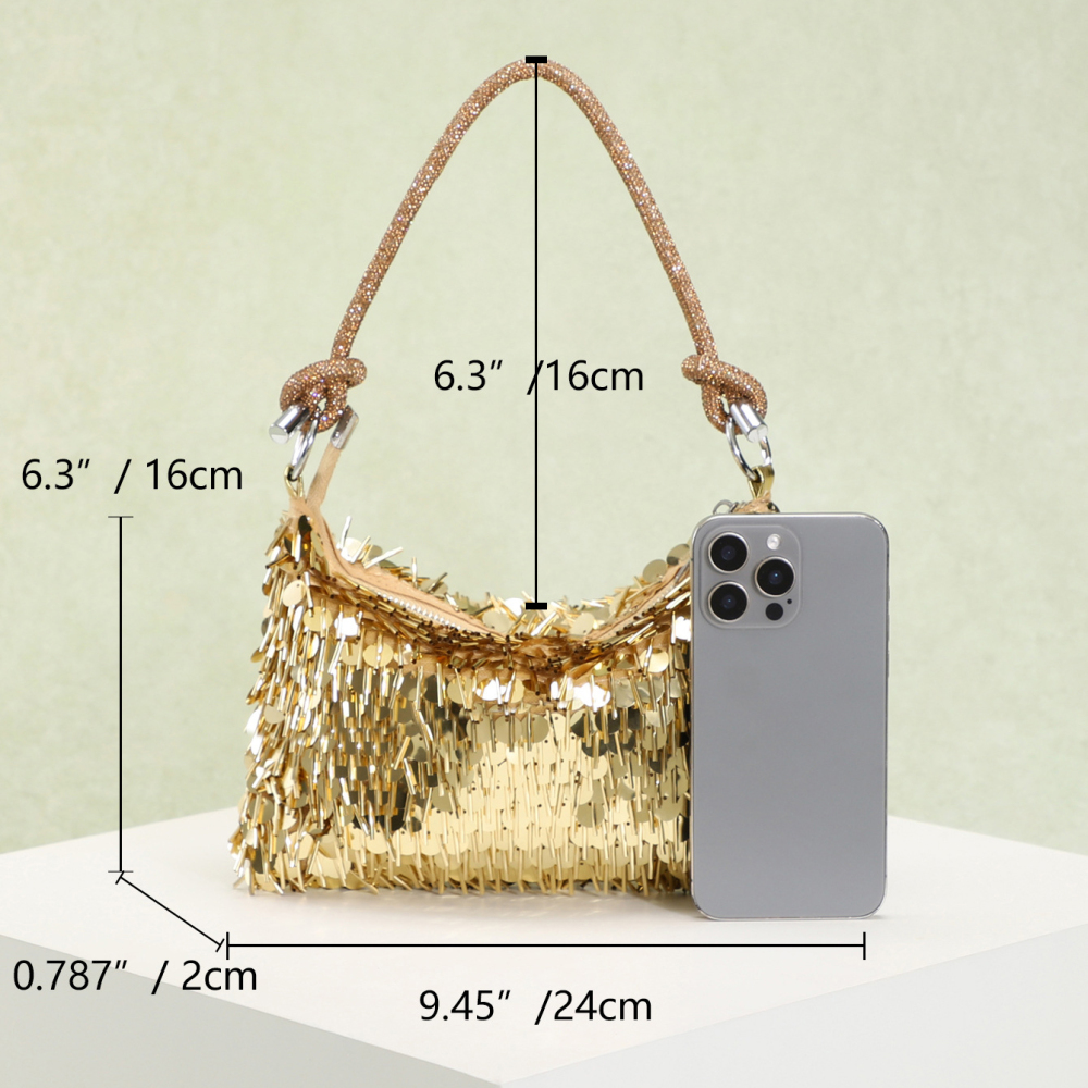 Sacs À Main Pour Femmes De La Série Luxueuse, Élégants, Unis, Ornés De Sequins Et De Perles h5Image7