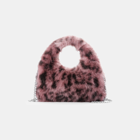 Sac à main femme luxueux et décontracté à imprimé léopard en fourrure (1 pièce) 2