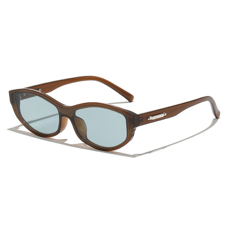Lunettes de soleil pour femmes, style rétro simple, forme œil de chat, couleur unie.