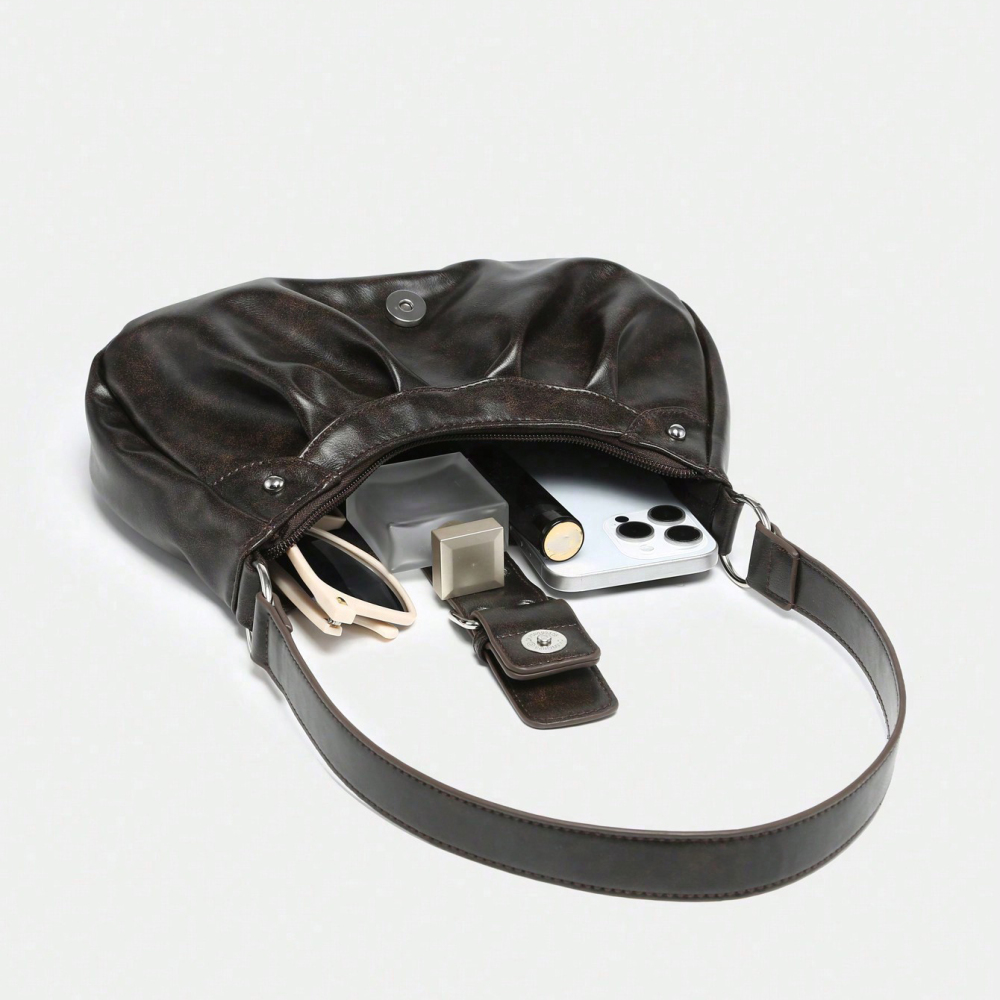 Sacs À Bandoulière Femme Simple Series Casual Color Solide Rivet Pu h5Image5