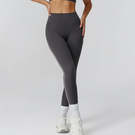 Pantalon de sport taille haute, coupe slim, liseré contrasté (1 pièce) 2