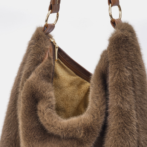 1 Sac À Bandoulière Simple En Fourrure De Couleur Unie Pour Femme h5 Image4