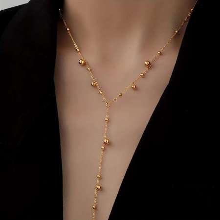 Collier à maillons pour femme, collection Simple Series, en acier inoxydable, couleur or, étanche, à porter au quotidien (1 pièce)