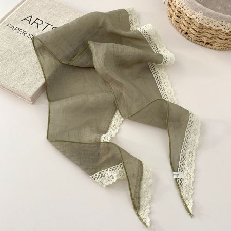 Écharpes d'été pour femmes, collection romantique, couleur unie douce, patchwork de dentelle 2