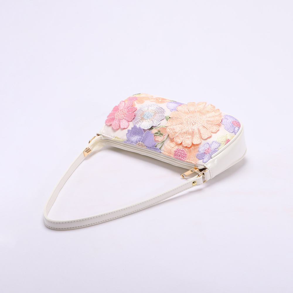 Sacs À Bandoulière Pour Femmes En Pu À Motif Floral 3D Romantique Et Doux (Les Motifs Floraux Sont Découpés Aléatoirement) h5Image3
