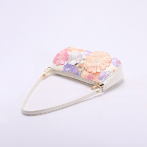Sacs À Bandoulière Pour Femmes En Pu À Motif Floral 3D Romantique Et Doux (Les Motifs Floraux Sont Découpés Aléatoirement) h5 Image3