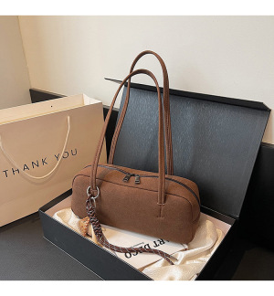 1 Sac À Bandoulière Rétro En Daim Uni Pour Femme (Avec Pendentif) h5 Image2