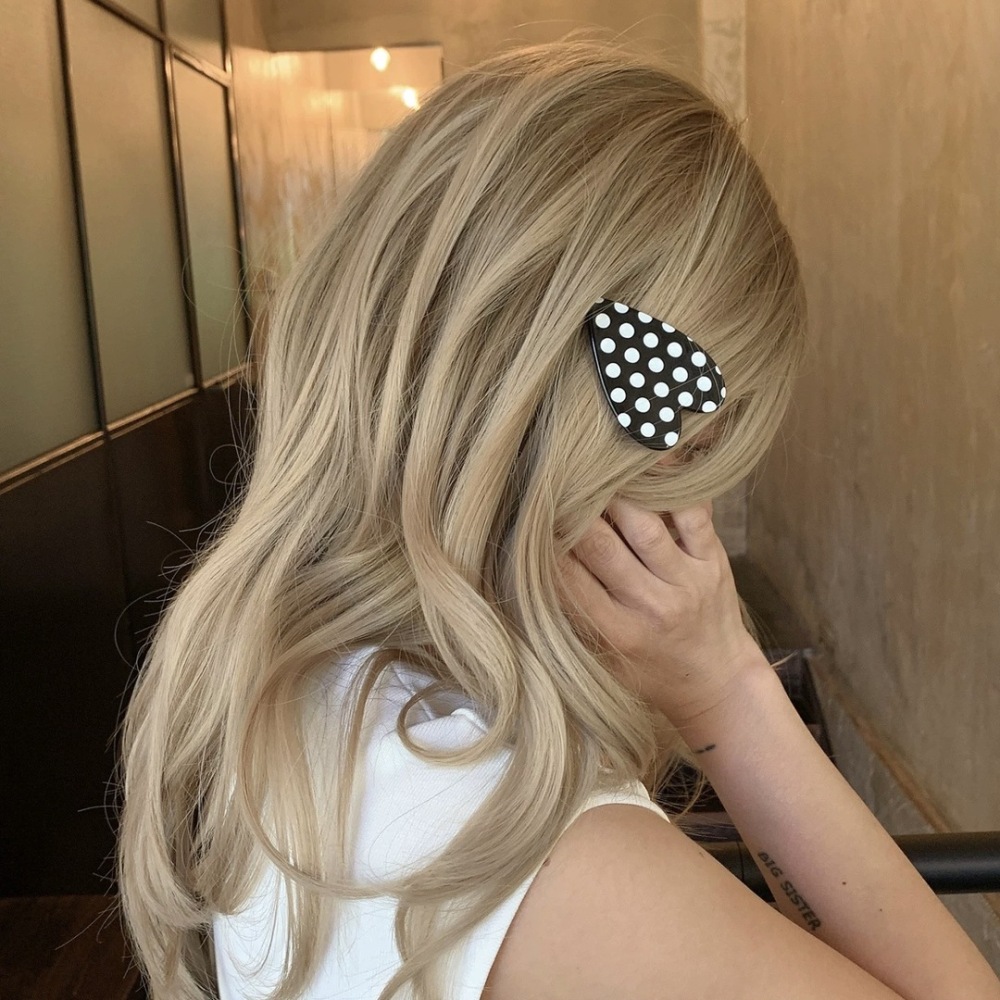 Pinces À Cheveux Classiques En Acétate À Pois Et En Forme De Cœur Pour Femmes Image2