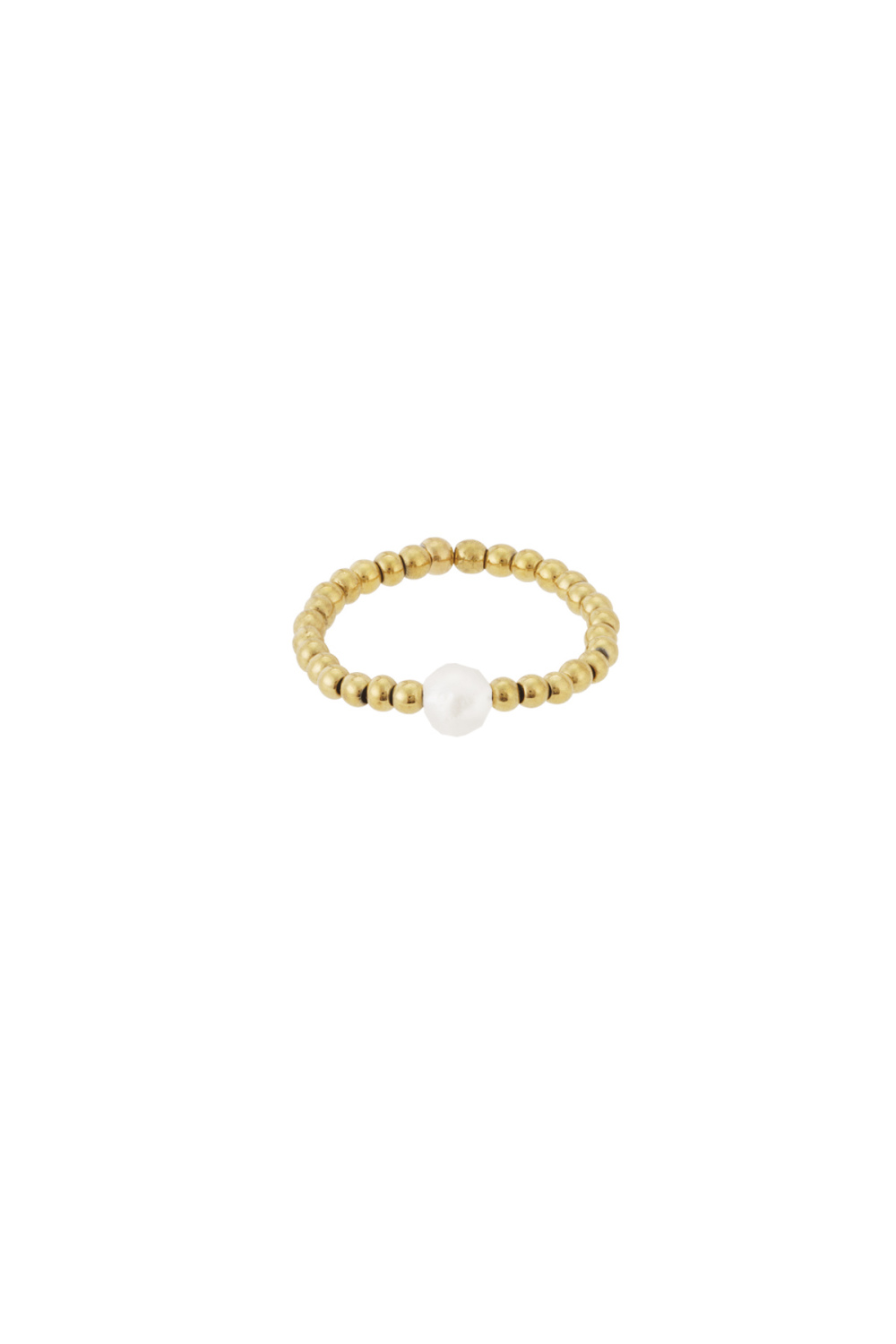Anneau Élastique Avec Perle Couleur Or Taille Unique 
