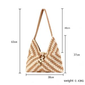 Sacs De Plage Élégants Pour Femmes En Coton Tissé Multicolore h5 Image5