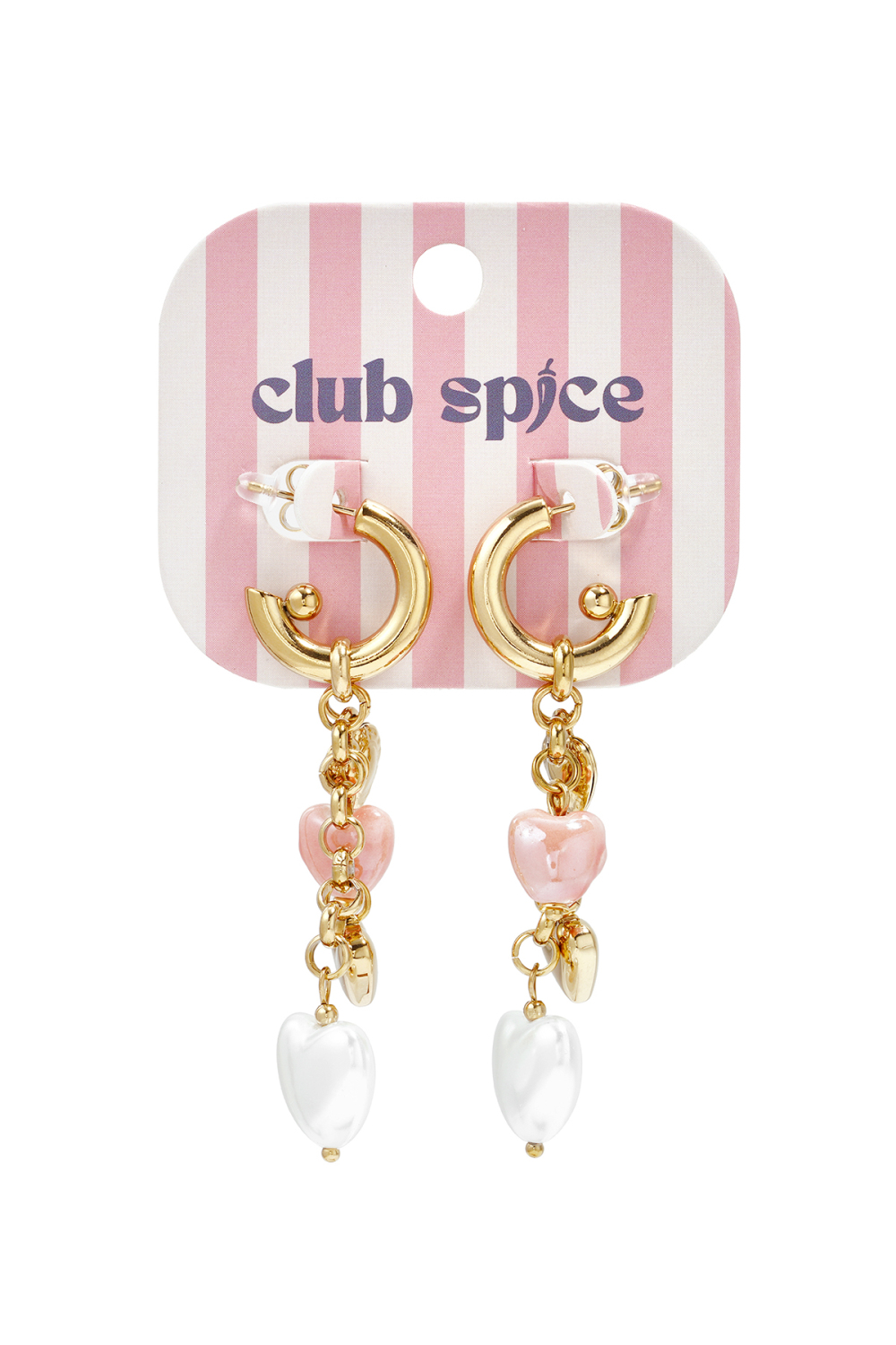 Boucles D'Oreilles Avec Breloques En Forme De Cœur Et Perles Image3