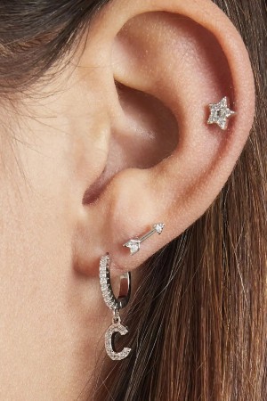 Boucles D'oreilles Lettre E Noir Cuivré h5 Image2