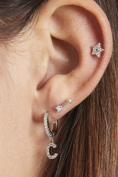 Boucles d'oreilles Lettre E Noir Cuivré 2