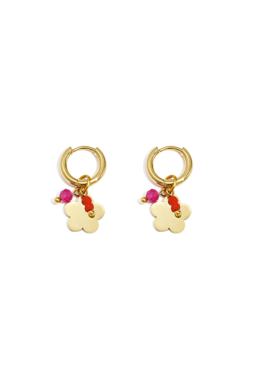 Boucles D'Oreilles Avec Fleur Pendante Et Perles 