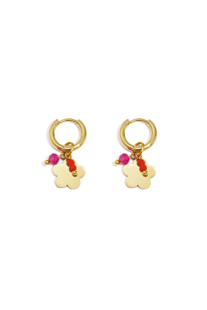 Boucles D'Oreilles Avec Fleur Pendante Et Perles h5 