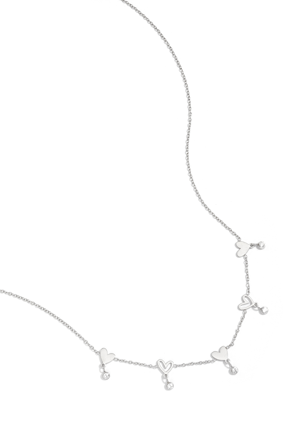 Collier Orné De Cœurs Alternés Et De Pierres Pendantes