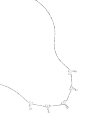 Collier Orné De Cœurs Alternés Et De Pierres Pendantes h5